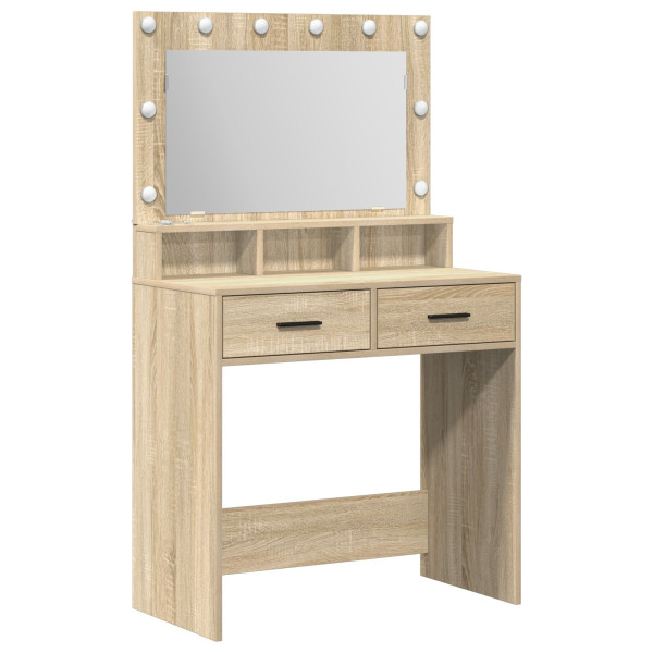 Mesa de Tocador  con Luces LED Roble Sonoma 79x41x135 cm M 2