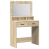 Mesa de Maquiagem  com Luzes LED Carvalho Sonoma 79x41x135 cm 2