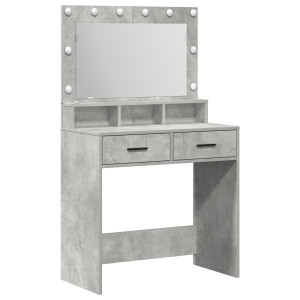 Mesa de Maquilhagem com Luzes LED Cinza Betão 79x41x135 cm H