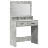 Mesa de Maquilhagem com Luzes LED Cinza Betão 79x41x135 cm 2