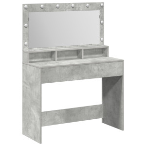 Mesa de tocador  con luces LED Gris Concreto 100x41x135 cm H
