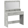 Mesa de Maquilhagem com Luzes LED Cinza Concreto 100x41x135 cm 2