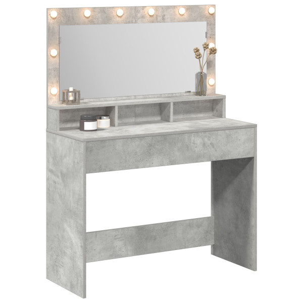 Mesa de tocador  con luces LED Gris Concreto 100x41x135 cm M 3
