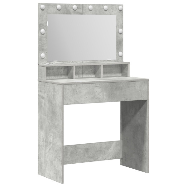 Mesa de Maquiagem  com Luzes LED Cinza Concreto 79x41x135 cm M 2