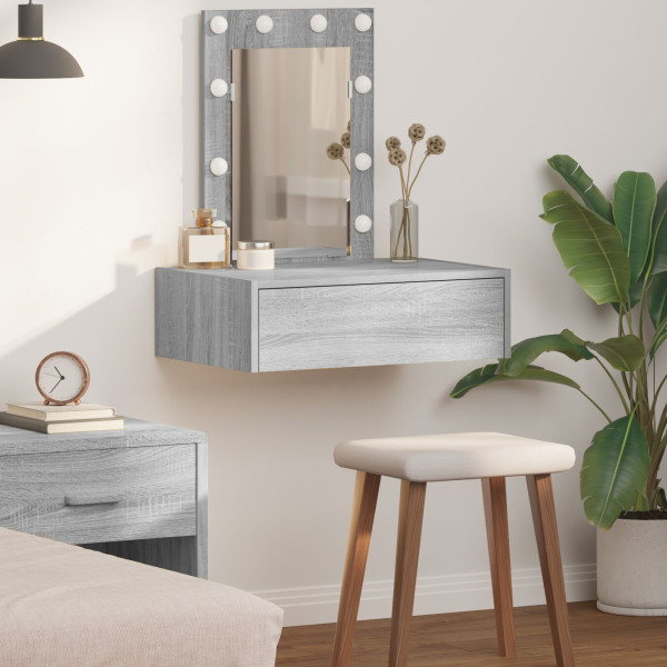 Mesa de Tocador de Pared  con Luces LED Gris Sonoma D