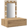 Mesita de tocador colgante  con luces LED en roble natural 2