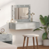 Mesa de Maquiagem Montada na Parede com Luzes LED Cinza Concreto 1