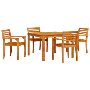 Juego de Comedor de Jardín de 5 Piezas de Madera Maciza de Acacia H