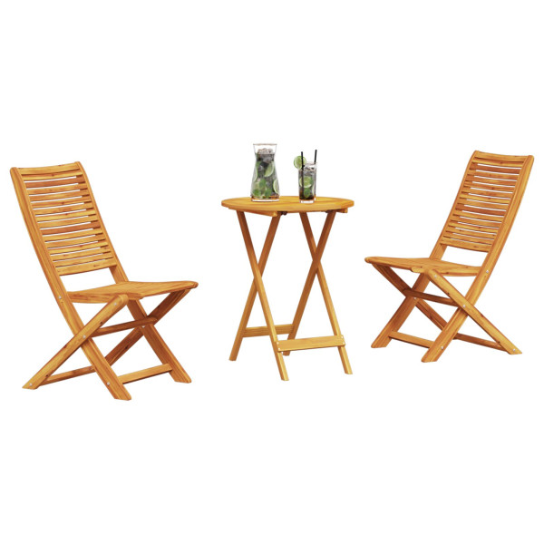 Conjunto de Bistro Plegable de 3 Piezas en Acacia Maciza M 3