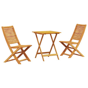 Conjunto de Bistro Plegable de 3 Piezas de Madera de Acacia Sólida H