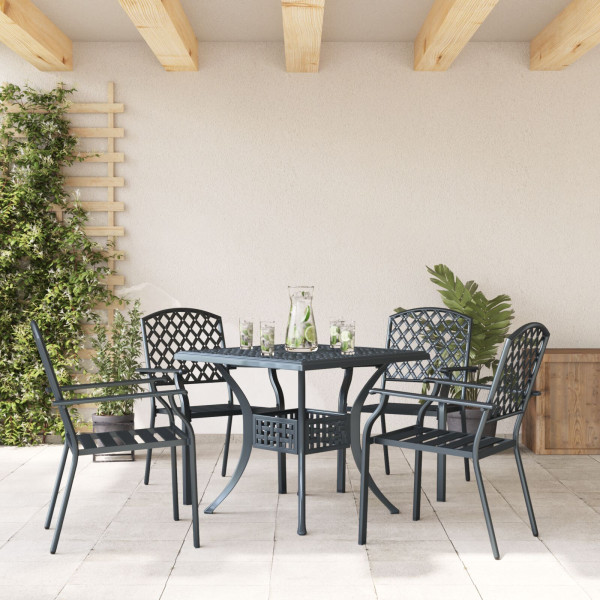 Sillas de Jardín  de 4 pcs Apilables de Acero Antracita M 3