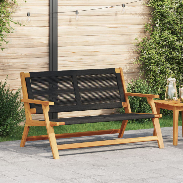 Banco de Jardín  Negro 76x122x73 cm Madera Sólida de Acacia D