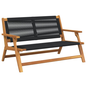 Banco de Jardín  Negro 76x122x73 cm Madera Sólida de Acacia H