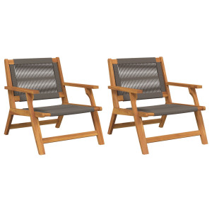Cadeiras de Jardim 2 pcs Cinzas 67x78x73 cm em Madeira Sólida de Acácia H