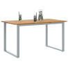 Mesa de Comedor Exterior  Gris 140x80x75 cm Acero y Madera Sólida de Acacia 3