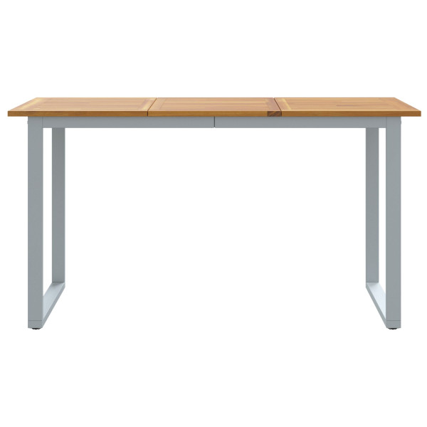 Mesa de Comedor Exterior  Gris 140x80x75 cm Acero y Madera Sólida de Acacia M 5