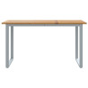 Mesa de Comedor Exterior  Gris 140x80x75 cm Acero y Madera Sólida de Acacia 5
