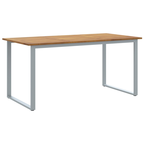 Mesa de Comedor Exterior  Gris 160x80x75 cm de Acero y Madera Sólida de Acacia M 2
