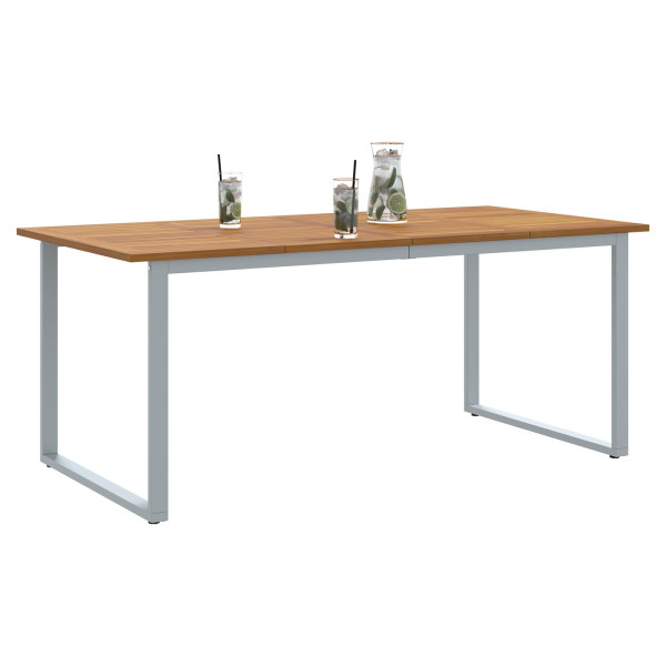 Mesa de Comedor de Exterior  Gris 180x90x75 cm Acero y Madera Sólida de Acacia M 3