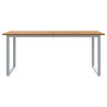 Mesa de Comedor de Exterior  Gris 180x90x75 cm Acero y Madera Sólida de Acacia 5