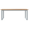 Mesa de Comedor Exterior  Gris 200x90x75 cm Acero y Madera Sólida de Acacia 5