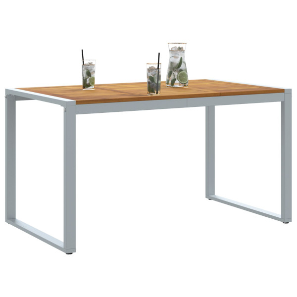 Mesa de Jantar ao Ar Livre  Cinza 140x80x75 cm Aço e Madeira Sólida de Acácia M 3