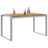 Mesa de Comedor Exterior  Gris 140x80x75 cm Acero y Madera Sólida de Acacia 3
