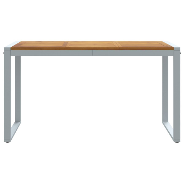 Mesa de Jantar ao Ar Livre  Cinza 140x80x75 cm Aço e Madeira Sólida de Acácia M 5