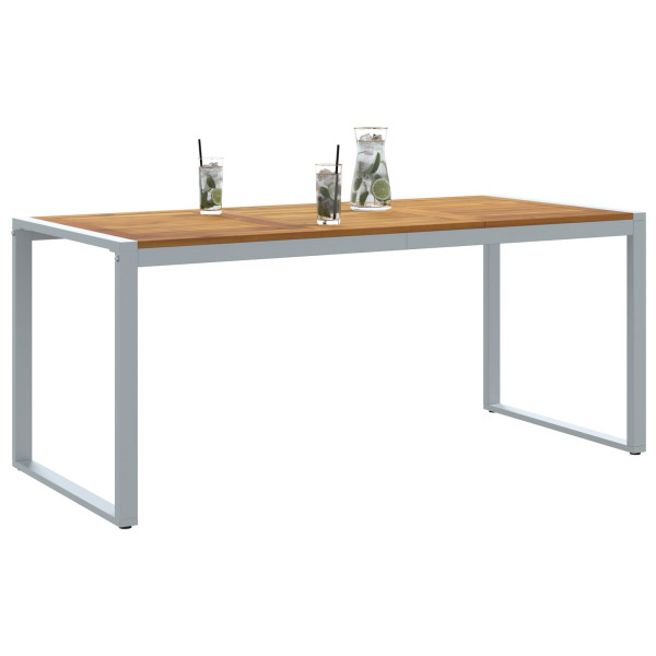 Mesa de Jantar Externa  Cinza 180x90x75 cm Aço e Madeira Sólida Acácia M 3