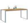 Mesa de Comedor al Aire Libre  Gris 180x90x75 cm de Acero y Madera Sólida de Acacia 3