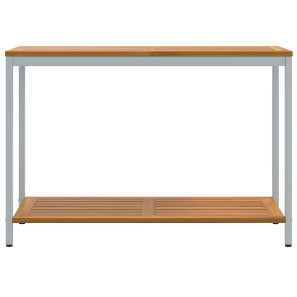 Mesa de Exterior Natural e Cinza 35x110x75 cm Madeira Sólida e Alumínio M 5