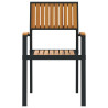 Cadeiras de Exterior  2 pcs Empilháveis Preto Madeira Sólida Acácia&Metal 5
