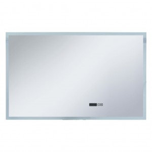 Espelho de parede LED c/ sensor tátil e horas p/ WC 100x60 cm H