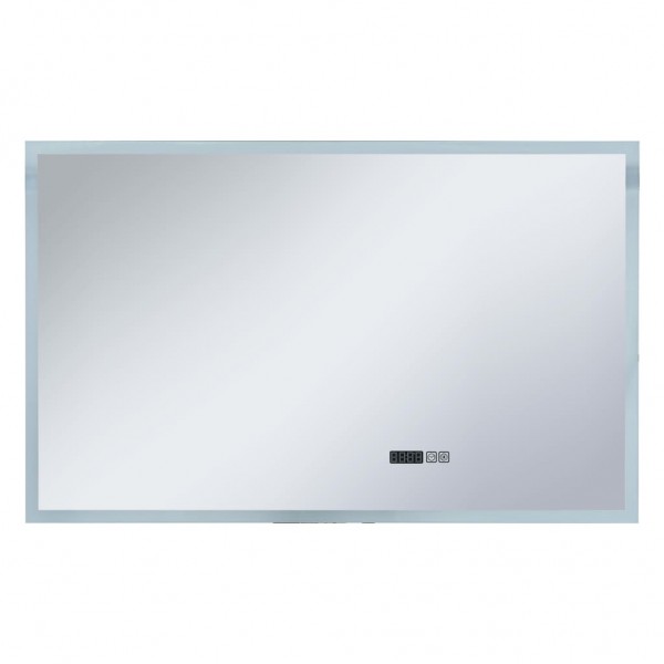 Espelho de parede LED c/ sensor tátil e horas p/ WC 100x60 cm M 2