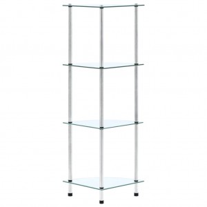 Estantería 4 niveles cristal templado transparente 30x30x100 cm H