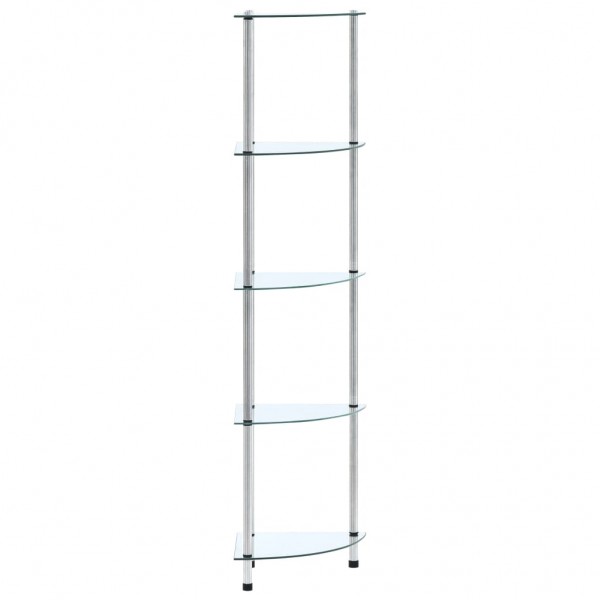 Estantería 5 niveles cristal templado transparente 30x30x130 cm D