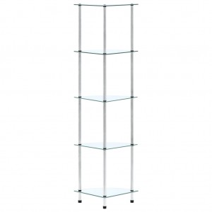 Estantería 5 niveles cristal templado transparente 30x30x130 cm H