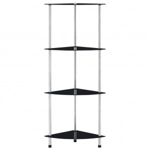 Estantería 4 niveles cristal templado negro 30x30x100 cm H
