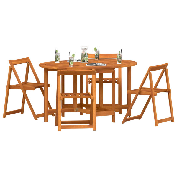 Juego de Comedor de Jardín Mariposa de 5 Piezas . Plegable. Madera Maciza de Acacia M 3