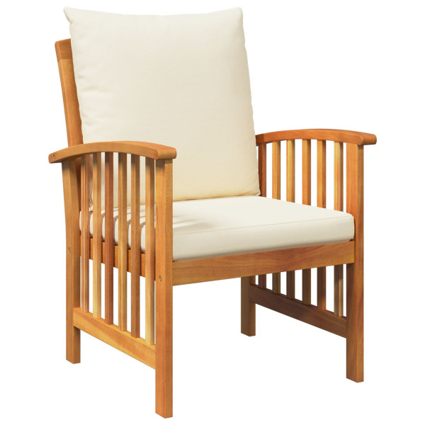 Conjunto de Lounge para Jardim com 3 Peças e Almofadas em Madeira de Acácia Sólida M 5