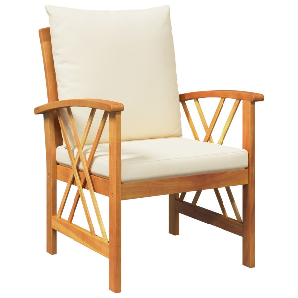 Conjunto de Lounge de Jardim de 3 Peças com Almofadas em Madeira de Acácia Sólida M 5
