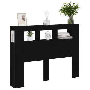 Cabecero LED  Negro Roble 140x18.5x40 cm Madera elaborada H