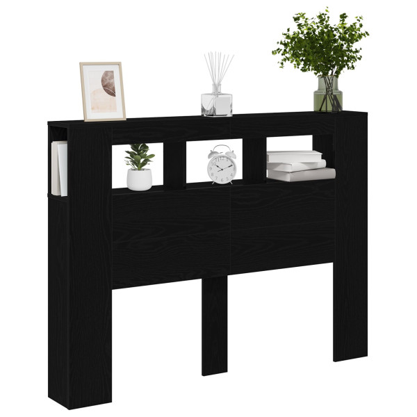 Cabeceira LED  Carvalho Preto 140x18.5x40 cm Madeira de Engenharia M 2