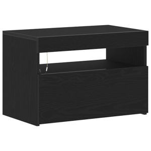 Mueble de TV  con luces LED Negro Roble 60x35x40 cm de madera H