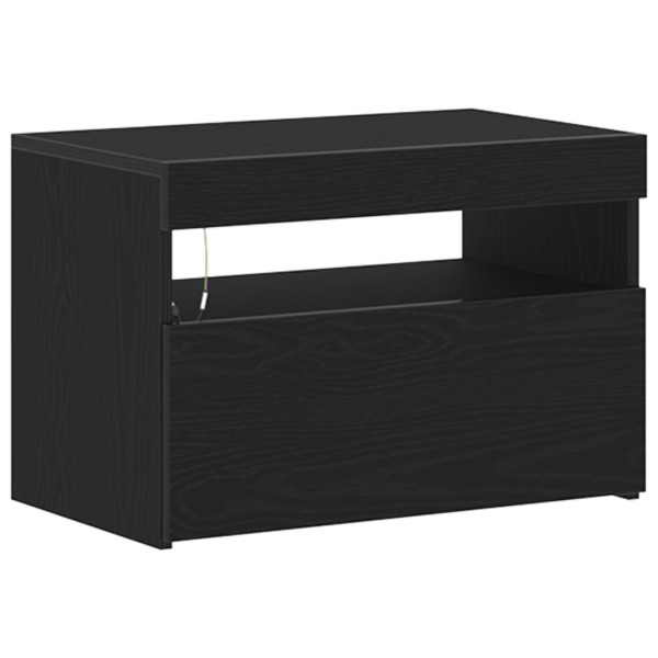 Mueble de TV  con luces LED Negro Roble 60x35x40 cm de madera M 2