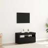 Estante para TV com Luzes LED em Madeira de Carvalho Preto 75x35x40 cm em Madeira Revestida 1