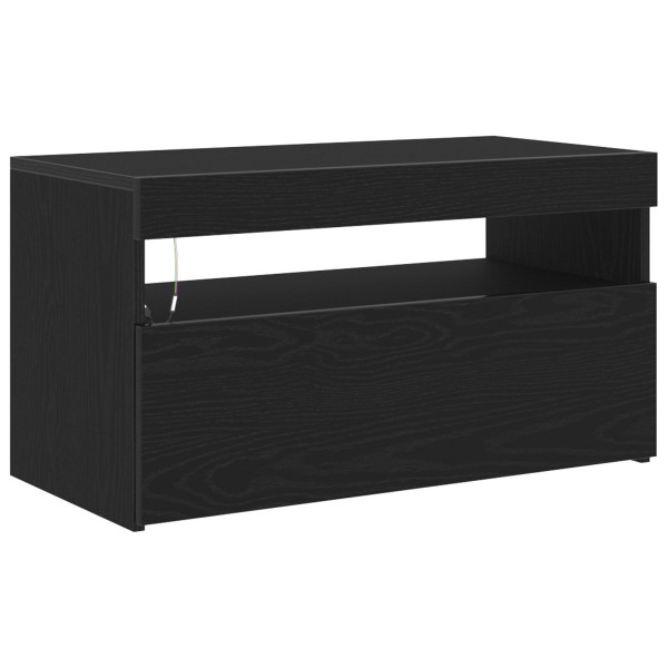 Mueble para TV  con luces LED en negro y roble. 75x35x40 cm. de madera M 2