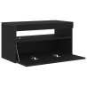 Estante para TV com Luzes LED em Madeira de Carvalho Preto 75x35x40 cm em Madeira Revestida 4