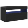 Estante para TV com Luzes LED em Madeira de Carvalho Preto 75x35x40 cm em Madeira Revestida 5