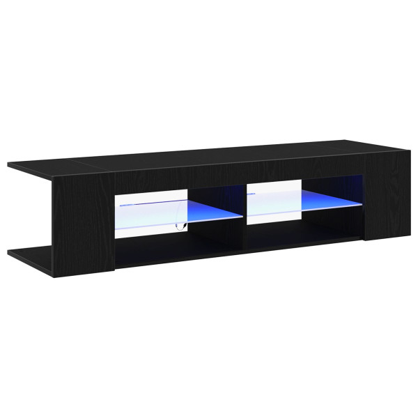 Mueble para TV  con luces LED en color negro y roble. de 135x39x30 cm. hecho de madera M 2